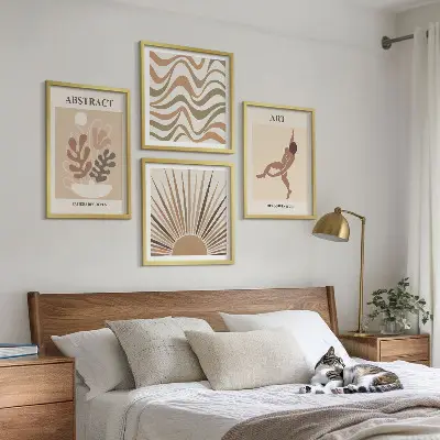 Komplet slika za spavaću sobu s apstraktnim boho uzorcima u stilu Matissea