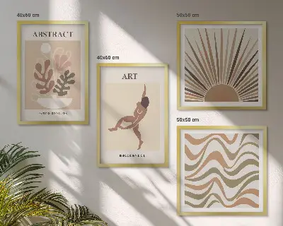 Komplet slika za spavaću sobu s apstraktnim boho uzorcima u stilu Matissea
