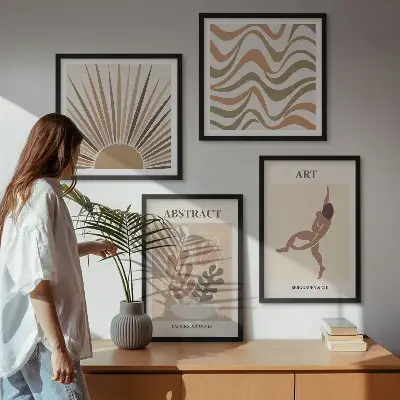 Komplet slika za spavaću sobu s apstraktnim boho uzorcima u stilu Matissea