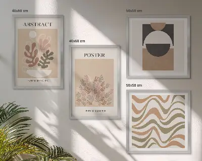 Apstraktni oblici uzorci set od 4 slike u okviru