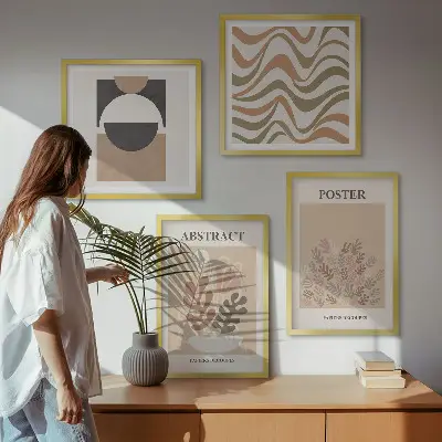 Apstraktni oblici uzorci set od 4 slike u okviru