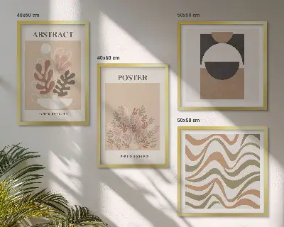 Apstraktni oblici uzorci set od 4 slike u okviru