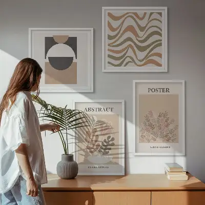 Apstraktni oblici uzorci set od 4 slike u okviru