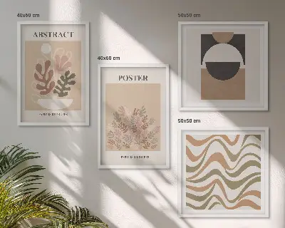 Apstraktni oblici uzorci set od 4 slike u okviru