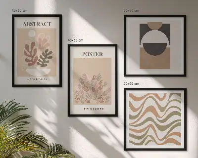 Apstraktni oblici uzorci set od 4 slike u okviru