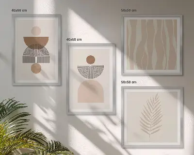 Dekorativni komplet zidnih slika apstraktni oblici u smeđim i bež tonovima