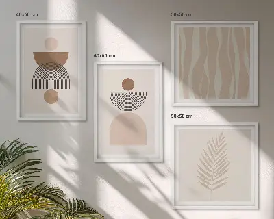 Dekorativni komplet zidnih slika apstraktni oblici u smeđim i bež tonovima