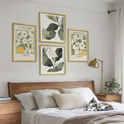 Set 4 slike u okviru Cvjetni uzorci London Dublin