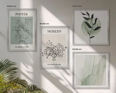 Set od 4 slike u okviru motiv cvijeća u modernoj vazi