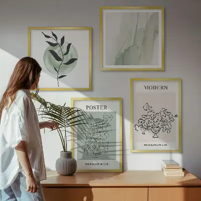Set od 4 slike u okviru motiv cvijeća u modernoj vazi
