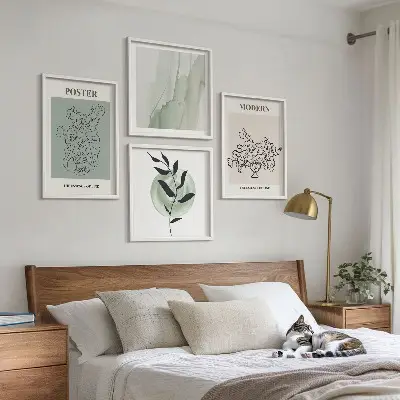 Set od 4 slike u okviru motiv cvijeća u modernoj vazi