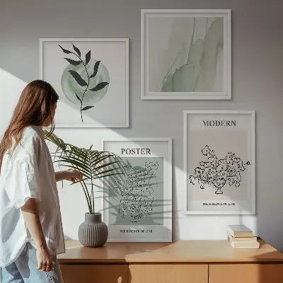 Set od 4 slike u okviru motiv cvijeća u modernoj vazi
