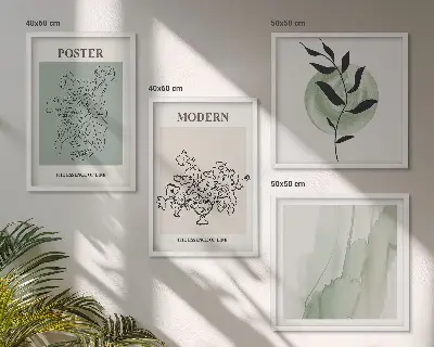 Set od 4 slike u okviru motiv cvijeća u modernoj vazi