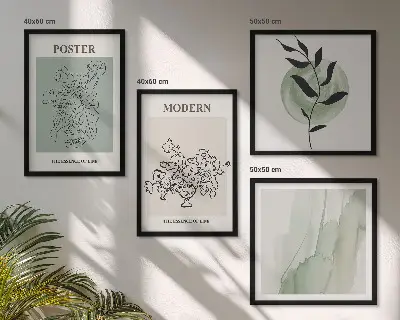 Set od 4 slike u okviru motiv cvijeća u modernoj vazi