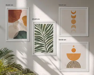 Apstraktni oblici lišća set od 4 slike u okviru