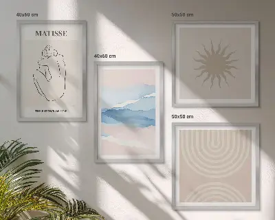 Komplet slika za spavaću sobu minimalistički dizajn s pastelnim valovitim linijama