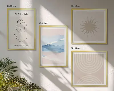 Komplet slika za spavaću sobu minimalistički dizajn s pastelnim valovitim linijama