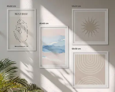 Komplet slika za spavaću sobu minimalistički dizajn s pastelnim valovitim linijama