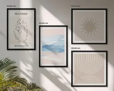 Komplet slika za spavaću sobu minimalistički dizajn s pastelnim valovitim linijama