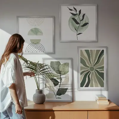 Dekorativni komplet zidnih slika geometrijski oblici biljaka