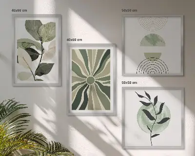 Dekorativni komplet zidnih slika geometrijski oblici biljaka