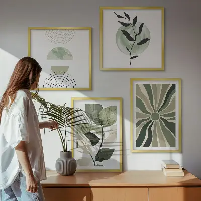 Dekorativni komplet zidnih slika geometrijski oblici biljaka