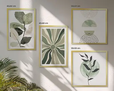 Dekorativni komplet zidnih slika geometrijski oblici biljaka