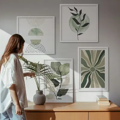 Dekorativni komplet zidnih slika geometrijski oblici biljaka