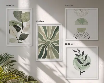 Dekorativni komplet zidnih slika geometrijski oblici biljaka