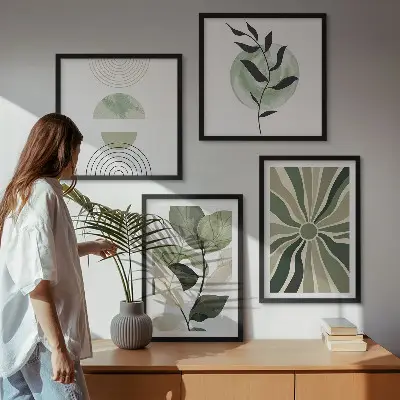 Dekorativni komplet zidnih slika geometrijski oblici biljaka