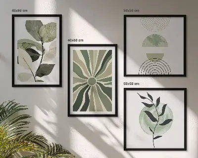 Dekorativni komplet zidnih slika geometrijski oblici biljaka