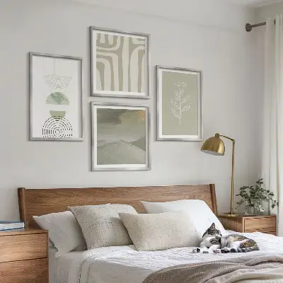 Set slika za spavaću sobu s motivom geometrijskih biljaka