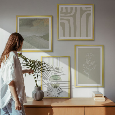 Komplet slika za spavaću sobu Geometrijski uzorci biljaka