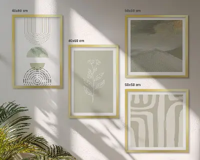 Set slika za spavaću sobu s motivom geometrijskih biljaka