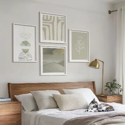 Set slika za spavaću sobu s motivom geometrijskih biljaka