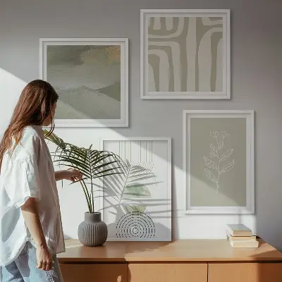 Set slika za spavaću sobu s motivom geometrijskih biljaka
