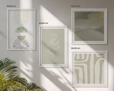 Set slika za spavaću sobu s motivom geometrijskih biljaka