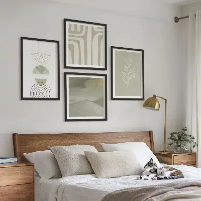 Set slika za spavaću sobu s motivom geometrijskih biljaka