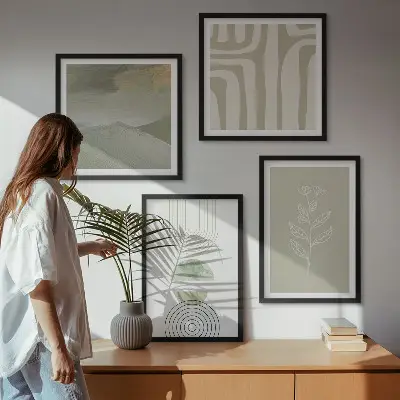 Set slika za spavaću sobu s motivom geometrijskih biljaka