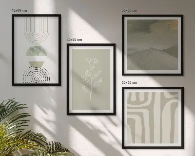 Set slika za spavaću sobu s motivom geometrijskih biljaka