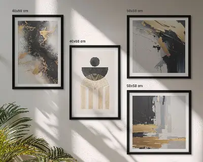 Apstraktna geometrijska kompozicija set od 4 slike u okviru