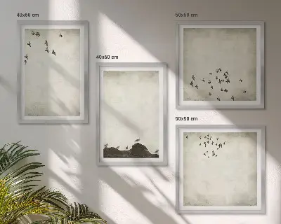 Dekorativni komplet slika za zid minimalistički prikaz ptica