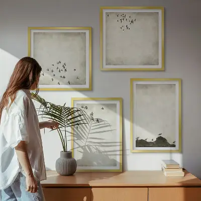 Dekorativni komplet slika za zid minimalistički prikaz ptica