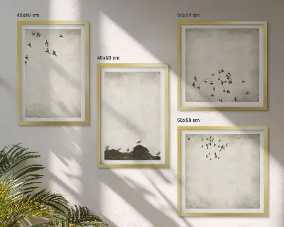Dekorativni komplet slika za zid minimalistički prikaz ptica