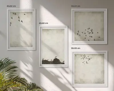 Dekorativni komplet slika za zid minimalistički prikaz ptica