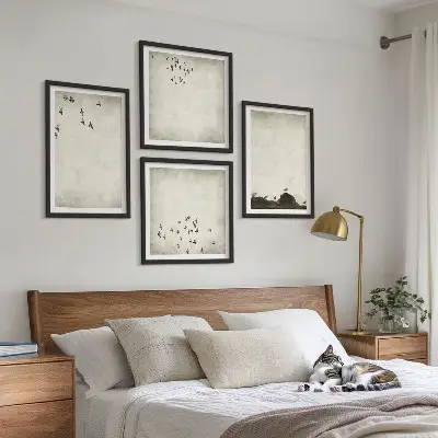 Dekorativni komplet slika za zid minimalistički prikaz ptica