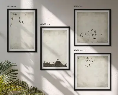 Dekorativni komplet slika za zid minimalistički prikaz ptica