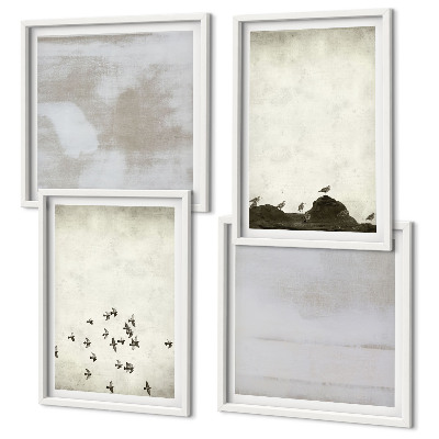 Set 4 slike u okviru Minimalističke ptice u letu