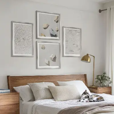 Geometrijski kartonski kamenčići set od 4 slike u okviru
