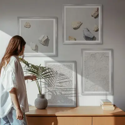 Geometrijski kartonski kamenčići set od 4 slike u okviru